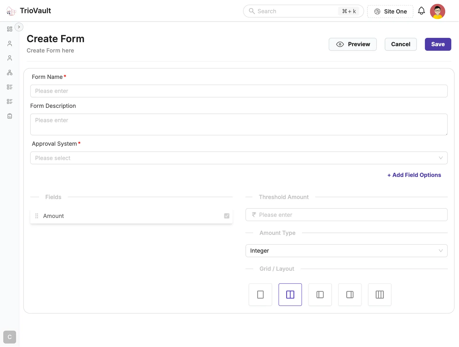 Trieon | TrioVault Create Form 